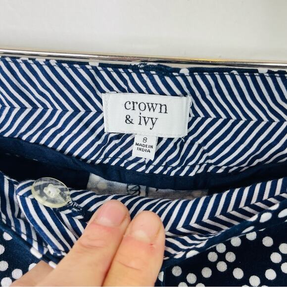 Crown & Ivy blue white polka dot preppy nautical coastal shorts 8 - Picture 4 of 6
